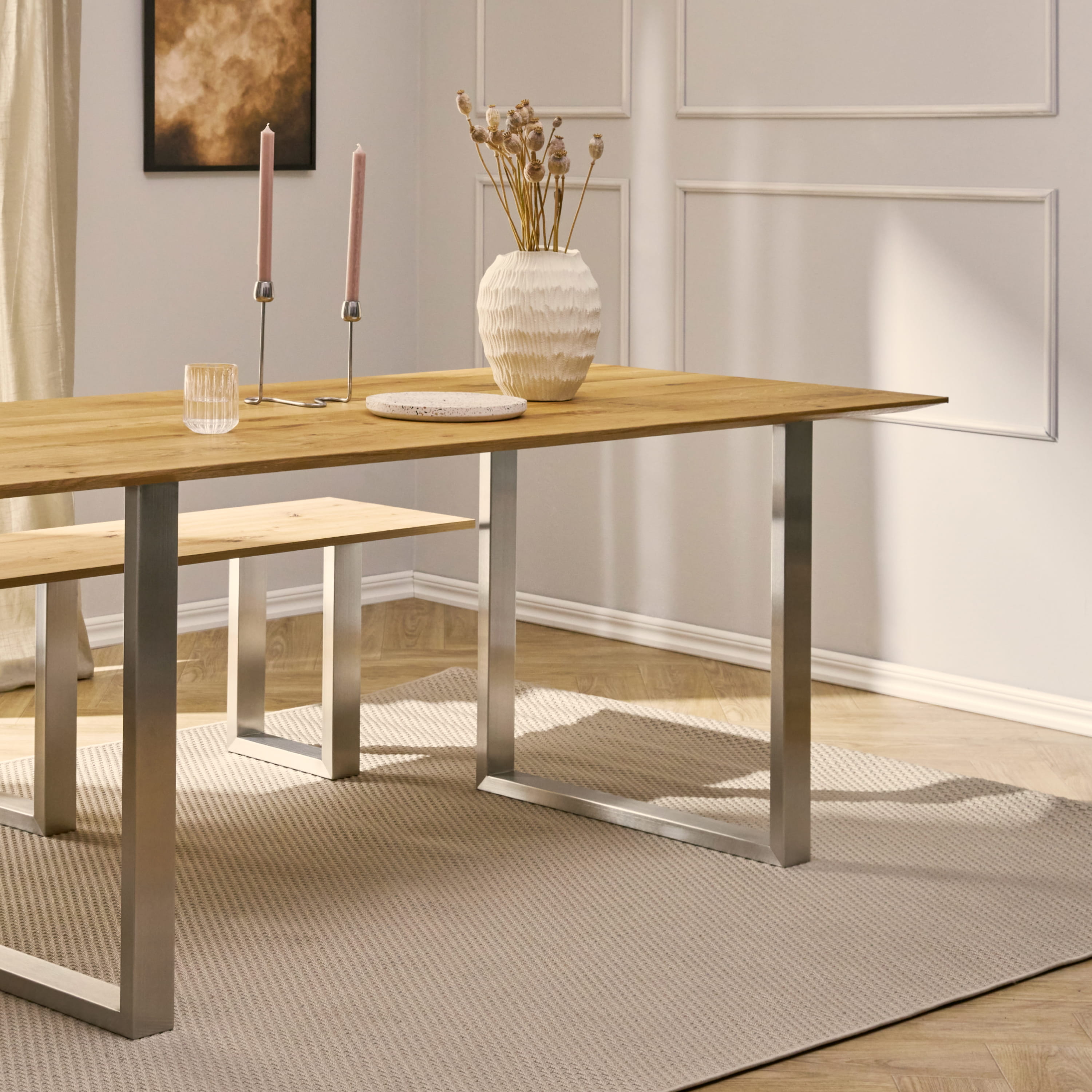 Juego de 2 correderas para muebles RECHTECK - acero inoxidable