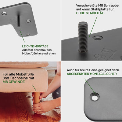 4er Set Montageplatte CONICAL