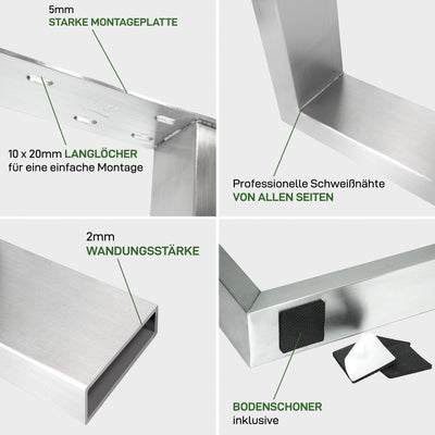 Juego de 2 correderas para muebles RECHTECK - acero inoxidable