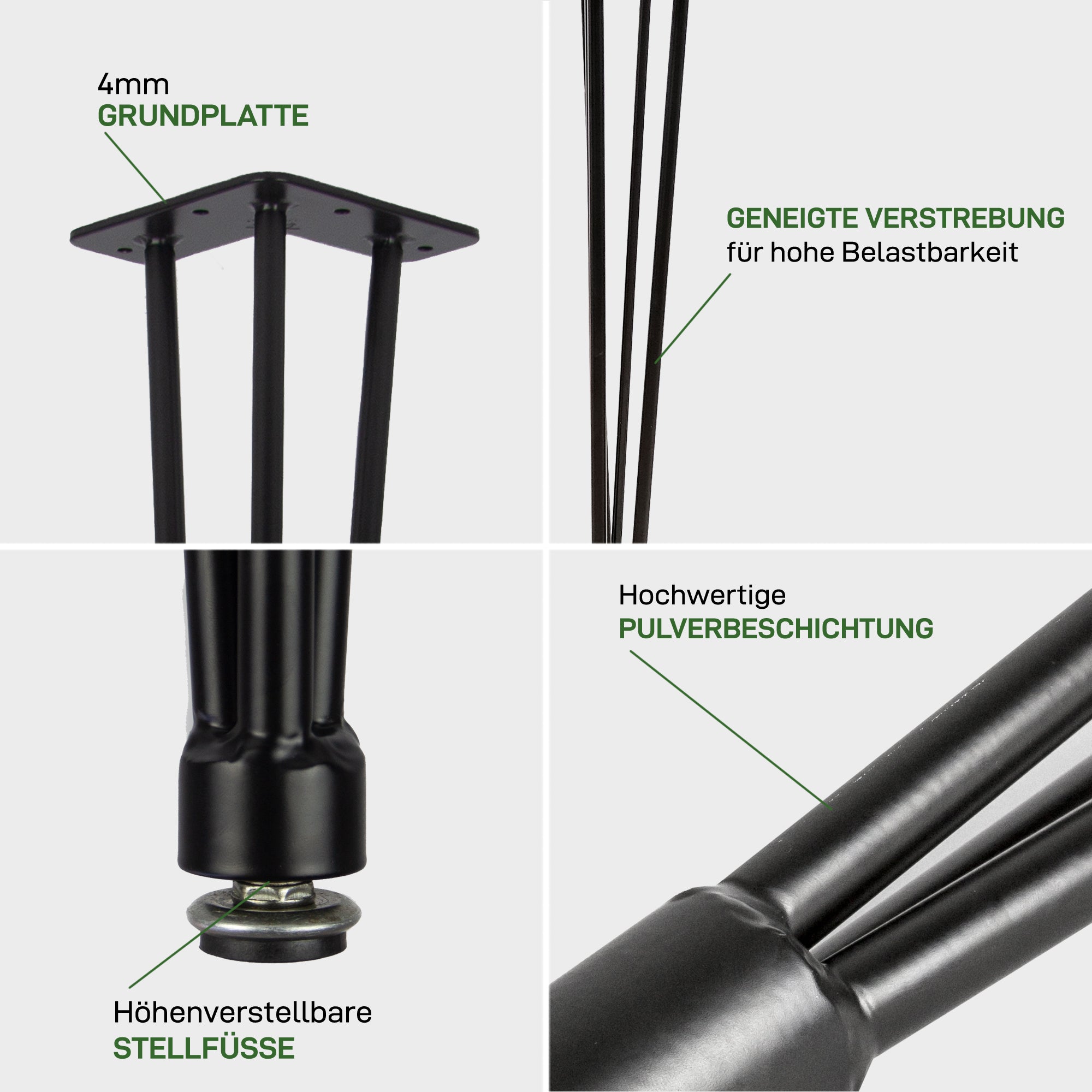 Juego de 4 HAIRPIN Legs Ajustable