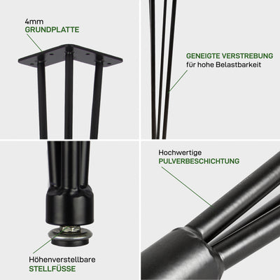 Juego de 4 HAIRPIN Legs Ajustable