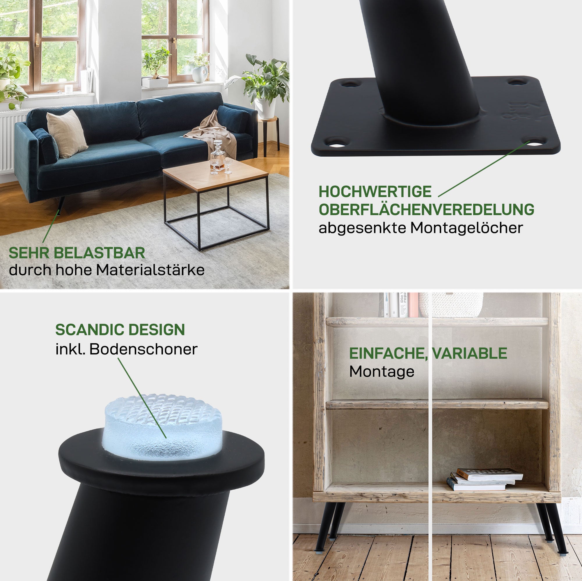 Set of 4 furniture feet CONICAL